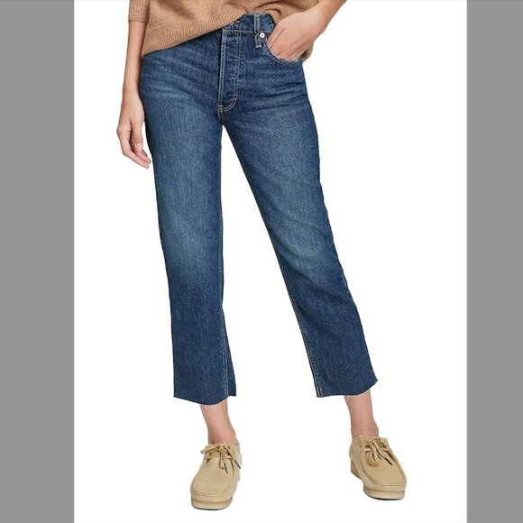 GAP High Rise Cheeky Straight Jeans With Washwell Dark Indigo - 26P - Picture 2 of 9